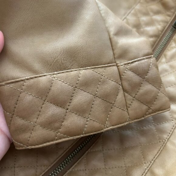 Bagatelle Women's XL Vintage Quilted Faux Leather Jacket Light Brown - Picture 9 of 15